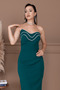 Atlas Fabric Strapless Pencil Dress - Zemrute Green - 3