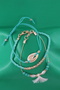 Turquoise Rope Bracelet with 3 Sea Shells, Pearls, Tassels, Elevator and Elastic. Women's Rope Bracelet Anklet - 8