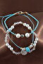 3Pcs Evil Eye Beads Pearl Tassel Elevator Elastic Red Rope Bracelet. Women's Rope Bracelet Anklet