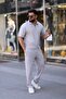 Men's Polo Neck T-Shirt Comfortable Tooling Zipper Detailed Bottom Top Suit - 3