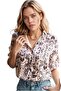 Women's Black Floral Ethnic Patterned Viscose Long Sleeve Plus Size Shirt - 2