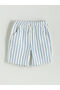 Two Mt Shop Quality Lcw Kids Beige Muslin Striped Loose & Baggy Boys' Shorts - 2