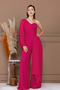 Chiffon Single Sleeve Detail Jumpsuit - Fuchsia