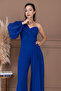 Chiffon Single Sleeve Detail Jumpsuit - Cobalt Blue - 3