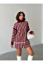Women's Turtleneck Striped Knitwear Tunic - 4