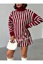 Women's Turtleneck Striped Knitwear Tunic - 7