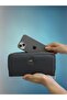 Large Size Leather Gray Women's Wallet Handbag with Phone Compartment and Gold Detail - 7