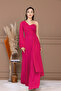 Chiffon Single Sleeve Detail Jumpsuit - Fuchsia - 4