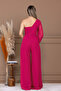 Chiffon Single Sleeve Detail Jumpsuit - Fuchsia - 7