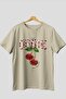 Cherry Cherries 7 Front Printed Beige Oversize T-Shirt Men Women Cotton Crew Neck Tshirt