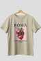 Roma Pomegranate Pomegranate Front Printed Beige Oversize T-Shirt Men Women Cotton Crew Neck T-Shirt