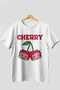 Cherry Cherries 10 Pre-Printed White Oversize T-Shirt Men Women Cotton Crew Neck T-Shirt - 3