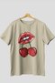 Cherry Cherries 11 Front Printed Beige Oversize T-Shirt Men Women Cotton Crew Neck Tshirt
