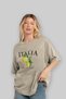 Italia Lemon Front Printed Beige Oversize T-Shirt Men Women Cotton Crew Neck T-Shirt - 3