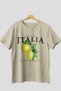 Italia Lemon Front Printed Beige Oversize T-Shirt Men Women Cotton Crew Neck T-Shirt