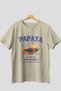 Papaya Front Printed Beige Oversize T-Shirt Men's Women's Cotton Crew Neck T-Shirt