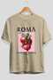 Roma Pomegranate Pomegranate Front Printed Beige Oversize T-Shirt Men Women Cotton Crew Neck T-Shirt - 2