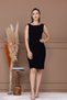 Crepe Back Beaded Detailed Pencil Long Dress - Black