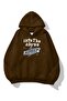 Unisex into the Abyss Printed Fleece Oversize Autumn/Winter Sweatshirt Brown