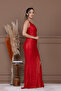 Sequin Sequin Thick Strap Fish Evening Dress - Red - 7