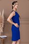 Crepe Back Beaded Detailed Pencil Long Dress - Cobalt Blue - 3
