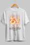 Peach Front Printed White Oversize T-Shirt Men Women Cotton Crew Neck Tshirt - 6