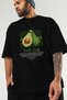 Avocado Front Printed Black Oversize T-Shirt Men Women Cotton Crew Neck Tshirt - 4