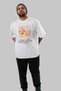 Peach Front Printed White Oversize T-Shirt Men Women Cotton Crew Neck Tshirt - 8