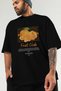 Mandarin Front Printed Black Oversize T-Shirt Men Women Cotton Crew Neck Tshirt - 4