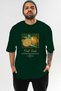 Orange Front Printed Green Oversize T-Shirt Men Women Cotton Crew Neck Tshirt