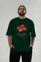 Strawberry Front Printed Green Oversize T-Shirt Men Women Cotton Crew Neck Tshirt - 5