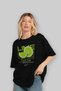 Lime Front Printed Black Oversize T-Shirt Men Women Cotton Crew Neck Tshirt - 5
