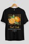 Orange Front Printed Black Oversize T-Shirt Men Women Cotton Crew Neck Tshirt - 3