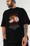 Apple Front Printed Black Oversize T-Shirt Men Women Cotton Crew Neck Tshirt - 4