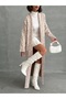 Women's Leopard Patterned Shawl Collar Maxi Size Knitwear Cardigan