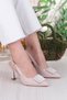 132-1333 Fls Satin Stone Buckle Detailed Open Back Closed Front Heeled Women's Shoes