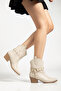 Women's Western Cowboy Embroidered Trok Detailed Short Boots - 2