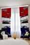 Red Navy Blue Racing Cars Patterned Children's Baby Room Background Curtain (Single Wing Pricing)