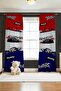 Red Navy Blue Racing Cars Patterned Children's Baby Room Background Curtain (Single Wing Pricing) - 2