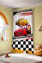Checkered Mcqueen Patterned Children's Baby Room Background Curtain (Single Wing Pricing) - 4