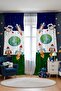 Navy Blue Green Space Patterned Children's Baby Room Background Curtain (Single Wing Pricing)