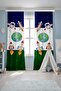 Navy Blue Green Space Patterned Children's Baby Room Background Curtain (Single Wing Pricing) - 3