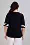 Women's Plus Size Wave Border-Detail Three-Quarter Sleeve Stretch Viscose Blouse with Side Slits - 8