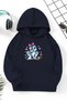 Unisex Navy Blue Children's Hooded Sweatshirt – Penguin, Printed Thick Fabric
