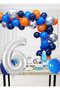 6 Year Old Cosmic Themed Birthday Set Cosmic Blue Orange Silver Blue Balloons Silver Foil Number