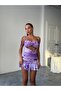 Glitter Digital Printed Mini Dress with Rose Detail