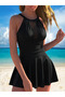 Fashion Solid Color Mesh Design Comfortable Vacation One-Piece Swimsuit