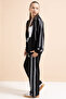 Black Lace Striped Cardigan Girl's 2-Piece Tracksuit Set 21242 - 6