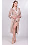Collar Dot Striped Niki Velvet Bamboo Cotton Dressing Gown - 3