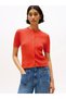 Women's Cotton Thin Knit Short Sleeve Crew Neck Orange Knitwear Ww0Ww45707Scx